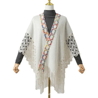 Ethnic Woven Shawl Cardigan for Women - Sun Protection & Stylish Knit Cover-Up