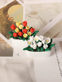 Miniature Clay Potted Tulip and Calla Lily Plants for Dollhouse Decor 1:12 Scale