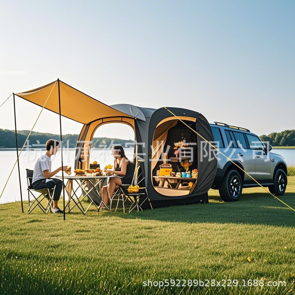 Instant Pop-Up Car Tailgate Tent with Awning for 2-4 Person Self-Driving Tours