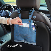 Car Seat Back Denim Tissue Box Holder with Retro Styling