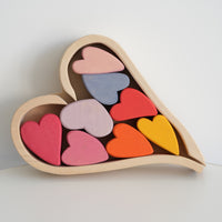 Kids Wooden Rainbow Heart Stacking Blocks Early Education Toy