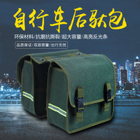 Mountain Bike Rear Rack Bag, Double Pannier Bag, Waterproof Canvas Thickened Luggage Bag for Cycling