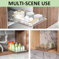 Pull-Out Cabinet Organizer Baskets for Kitchen Storage - Under Sink Spice, Dish, and Bowl Racks