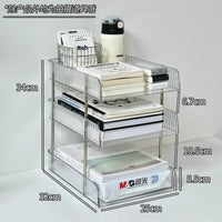 Acrylic Transparent Desk Organizer Shelf with Metal Stand for Books and Files