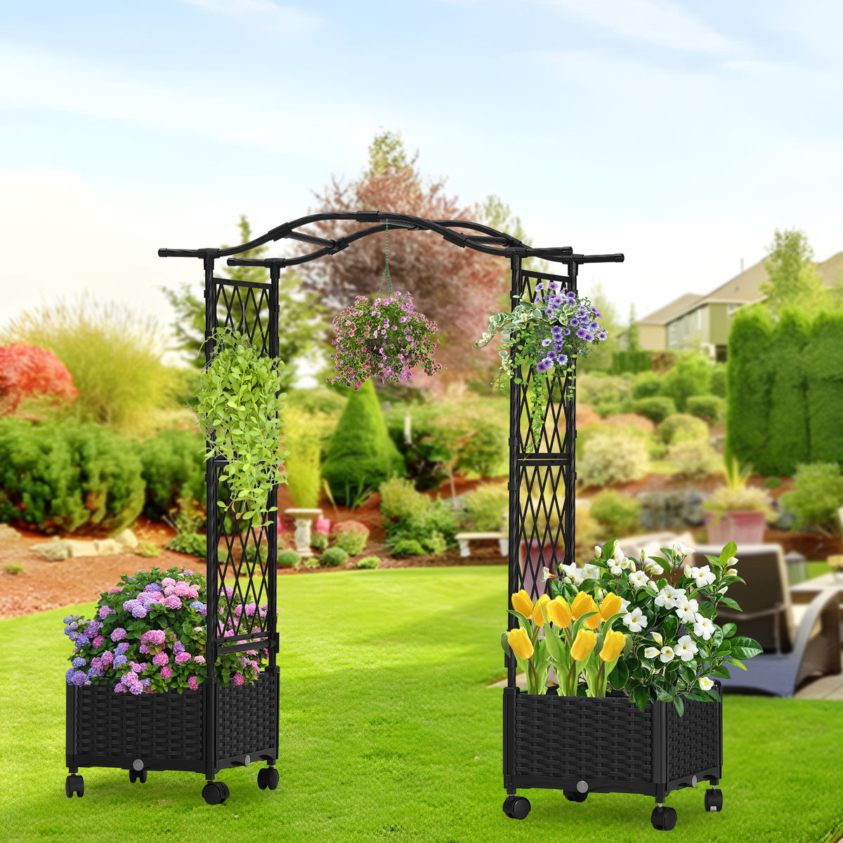Outdoor Garden Arch Trellis for Climbing Plants and Yard Decor
