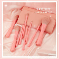 HAPPY MAKEUP 9-Piece Soft Bristle Makeup Brush Set for Beginners