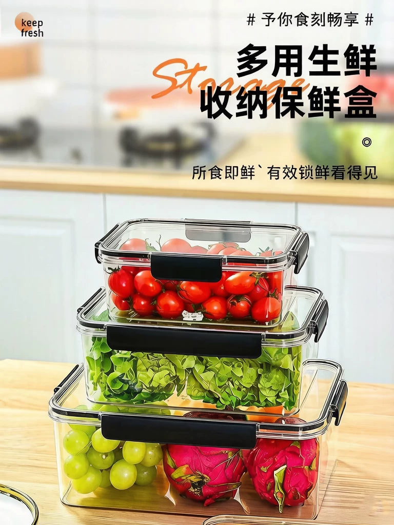 Food Grade Refrigerator Storage Containers with Lids - Airtight, Transparent Acrylic for Pickles, Fruits, and Vegetables