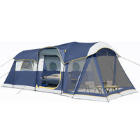 8-Person Waterproof Tunnel Camping Tent with Screened Porch for Family Outdoor Activities
