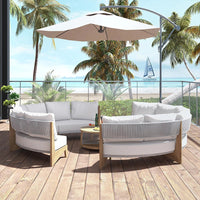 Outdoor Rattan Sofa Set for Patio, Garden, Resort, Hotel - Teak Woven Wicker Furniture