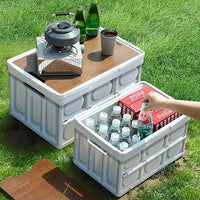 Foldable Camping Storage Box with Side Opening for Car Trunk Organization and Picnics
