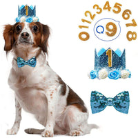 Pet Birthday Hat and Bow Tie Set for Dogs and Cats