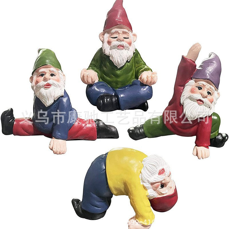 Mini Yoga Gnome Figurines for Micro Landscape Decor