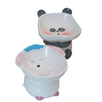 Elevated Ceramic Pet Bowl for Cats and Small Dogs, Tilted Design for Neck Protection, Decorative Food and Water Dish