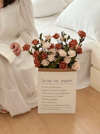 Artificial Rose Bouquet with Paper Bag - French Style Faux Flowers for Home Decor & Photography Props