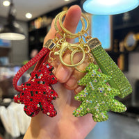 Rhinestone Christmas Tree Keychain Bag Charm