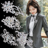 Elegant Rhinestone Brooch Pin for Women, Anti-Exposure Collar Pin, Versatile Fashion Accessory