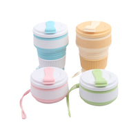 Collapsible Silicone Travel Cup with Mountaineering Rope, 350ml Portable High-Temperature Resistant