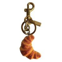 Croissant Bag Charm with Pearl Metal Chain for Handbags, Car, or Festive Gift