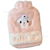 Cartoon Plush Hot Water Bottle with Hand Pocket, Thickened Explosion-Proof PVC, Detachable Washable