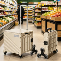 Foldable Portable Shopping Cart with Wheels, Collapsible Utility Cart for Groceries, Camping, and Hauling
