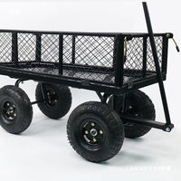 Heavy-Duty 4-Wheel Folding Utility Cart with Mesh Sides