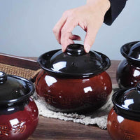 Ceramic Stew Pot with Lid for Steaming and Stewing, Traditional Chinese Style Soup Bowl