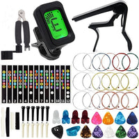 Guitar Accessory Kit with Strings, Tuner, Capo, Picks, and String Changing Tool