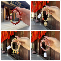 Cat's Eye Stone Beaded Bracelet with Chinese Style Elements