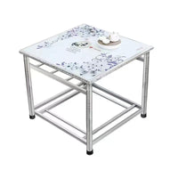 Foldable Stainless Steel Square Dining Table with Integrated Heating for Winter