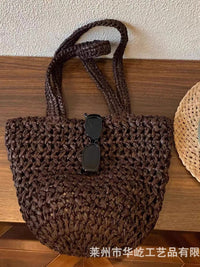 Large Capacity Woven Bucket Bag for Women - Summer Commuter & Beach Crossbody