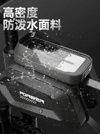 Bicycle Frame Bag with Phone Holder, Waterproof Cycling Storage Pouch for Mountain and Road Bikes
