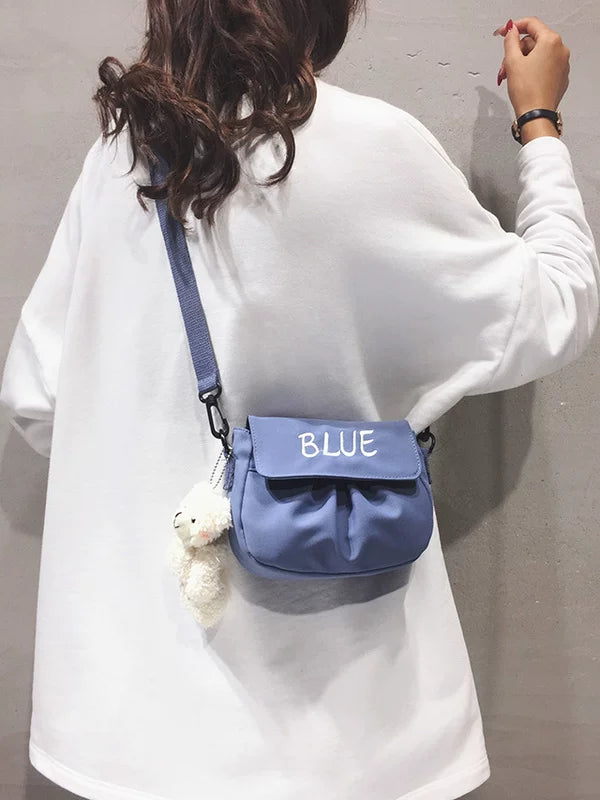 Canvas Crossbody Bag for Women, Korean Style Small Fresh Cute Shoulder Bag