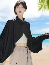 Women's UV Protection Shawl with Hood for Outdoor Cycling and Driving
