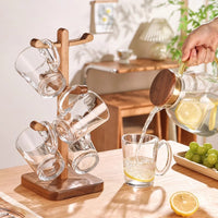Solid Wood Mug Holder with Drain Rack for Coffee Cups, Mugs, and Glassware