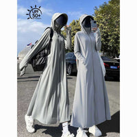 Women's Long Ice Silk Sun Protection Cardigan with UV Protection