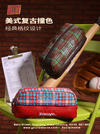Hayano Large Capacity Pencil Case for Girls, New 2026 Double-Layer American Retro Plaid Stationery Bag, Unique Academy Style Pencil Box Multi-Layer Storage