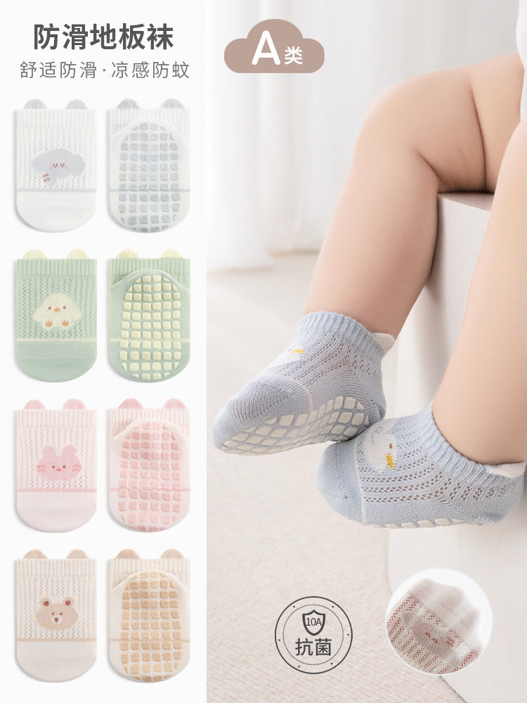 Toddler Non-Slip Floor Socks with 3D Cartoon Animal Ears for Babies and Kids