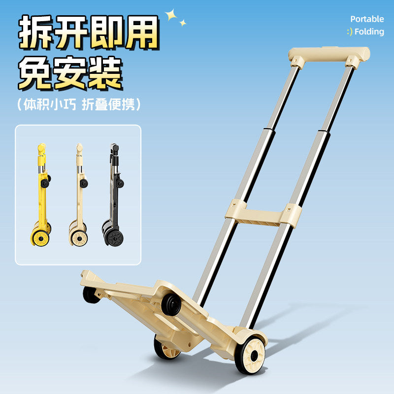 Foldable Outdoor Utility Cart Portable Shopping Trolley with Telescopic Handle for Camping and Groceries