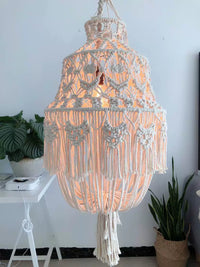 Bohemian Hand-Woven Rattan Pendant Light Shade for Living Room, Bedroom, Hotel, and Loft