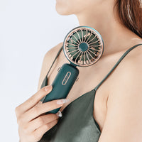Portable USB Rechargeable Handheld Fan with Foldable Neckband for Desktop and Sports