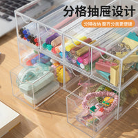 Multi-layer Desktop Stationery Storage Box with Drawers for Pens, Markers, Tapes, and Clips