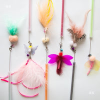 Amy Carol Retractable Feather Wand Cat Toy with Crinkle Paper and Sequins