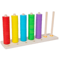 Montessori Rainbow Stacking Rings & Pegs Set for Early Education, Color Recognition & Fine Motor Skills Development