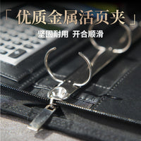 A4 Leather Zippered Portfolio with Calculator and Notepad for Business and Office