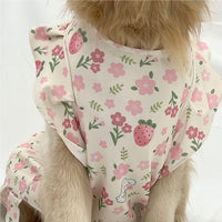Pet Dog Dress with Floral Pattern and Hat for Medium to Large Breeds