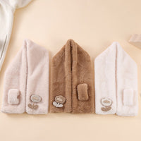 Korean Style Plush Winter Scarf for Kids and Adults - Windproof & Warm