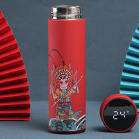 Chinese Opera Style 304 Stainless Steel Smart Insulated Bottle with LED Temperature Display