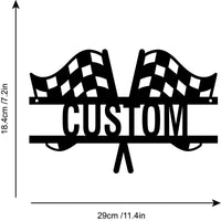 1pc Black Metal Hollow Racing Flag Decorative Ornament Ground Plug Signboard Fashion Custom Decoration