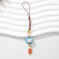 Lucky Cat Ceramic Keychain with Lanyard for Bags and Phones
