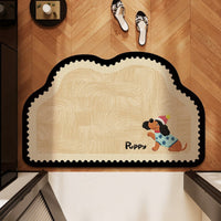 Diatomaceous Earth Bath Mat, Super Absorbent Non-Slip Quick Dry Bathroom Floor Mat with Cartoon Cloud Design